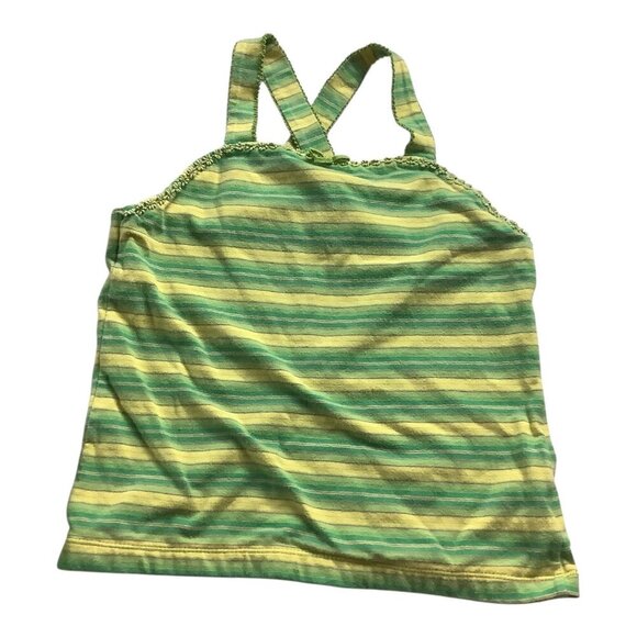 Girls Lot Of 3 Size 7/8 Green Stripe Tank Top T-Shirt & Capri Leggings - Picture 4 of 12